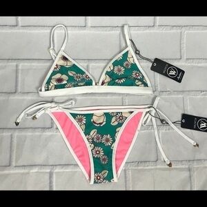 Wildfox 60s Floral Bikini Top & Bottom Swimsuit